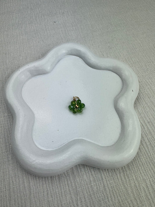 Breloque fleur verte acier inoxydable