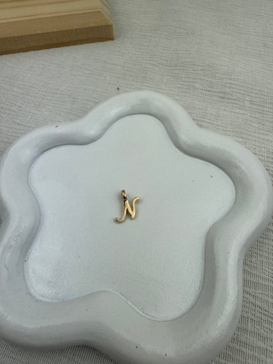Breloque lettre N en alliage de zinc