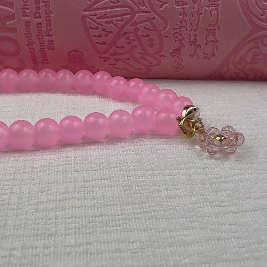 tasbih phone rose et breloque fleur rose