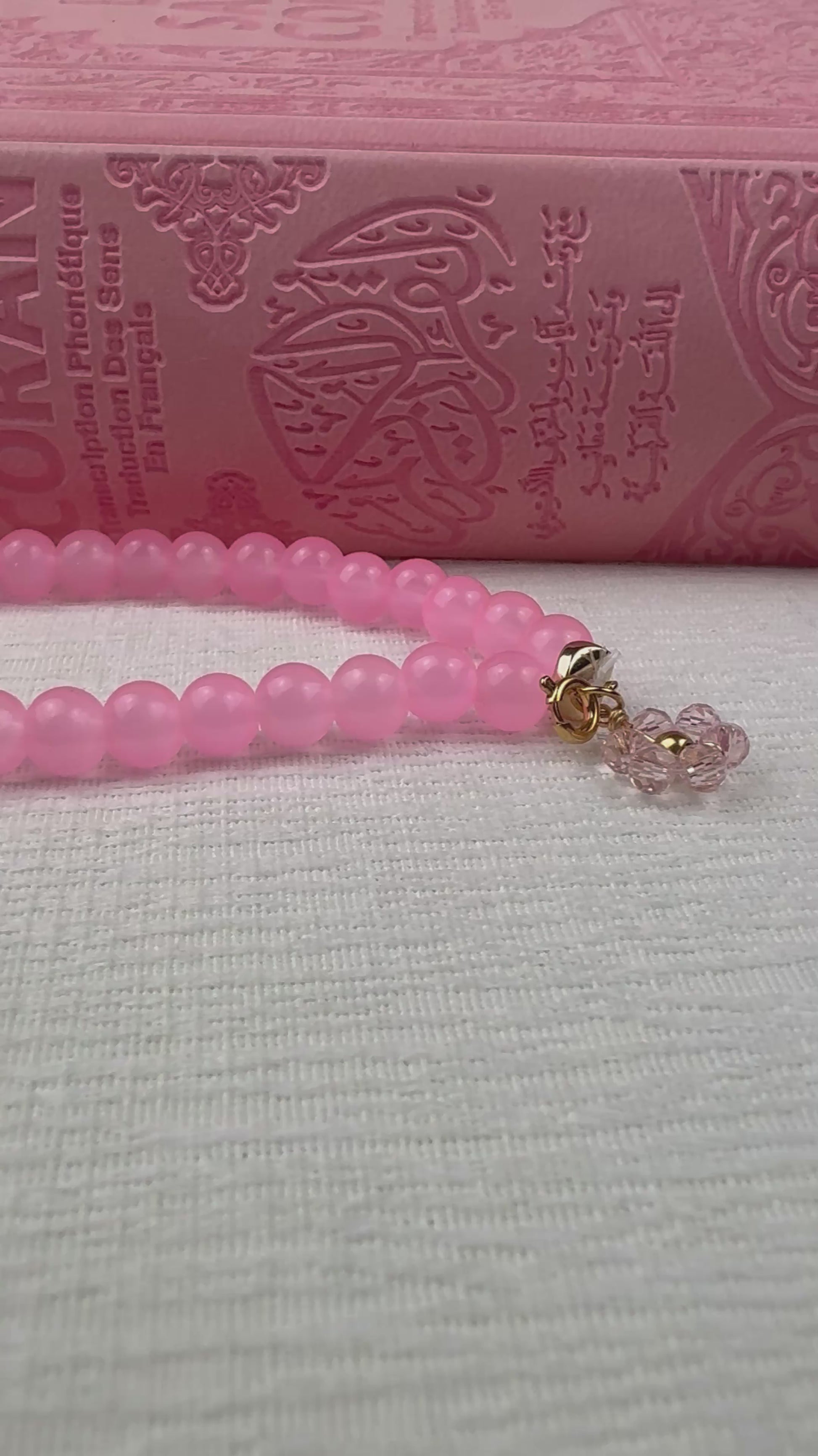tasbih phone rose et breloque fleur rose